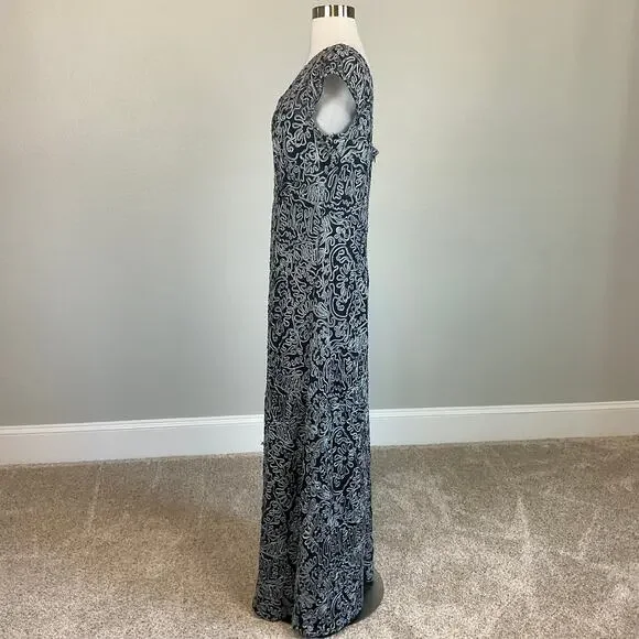 JS Collections Embroidered Lace Short Sleeve Evening Gown Blue Size 6 Dress - Picture 4 of 10